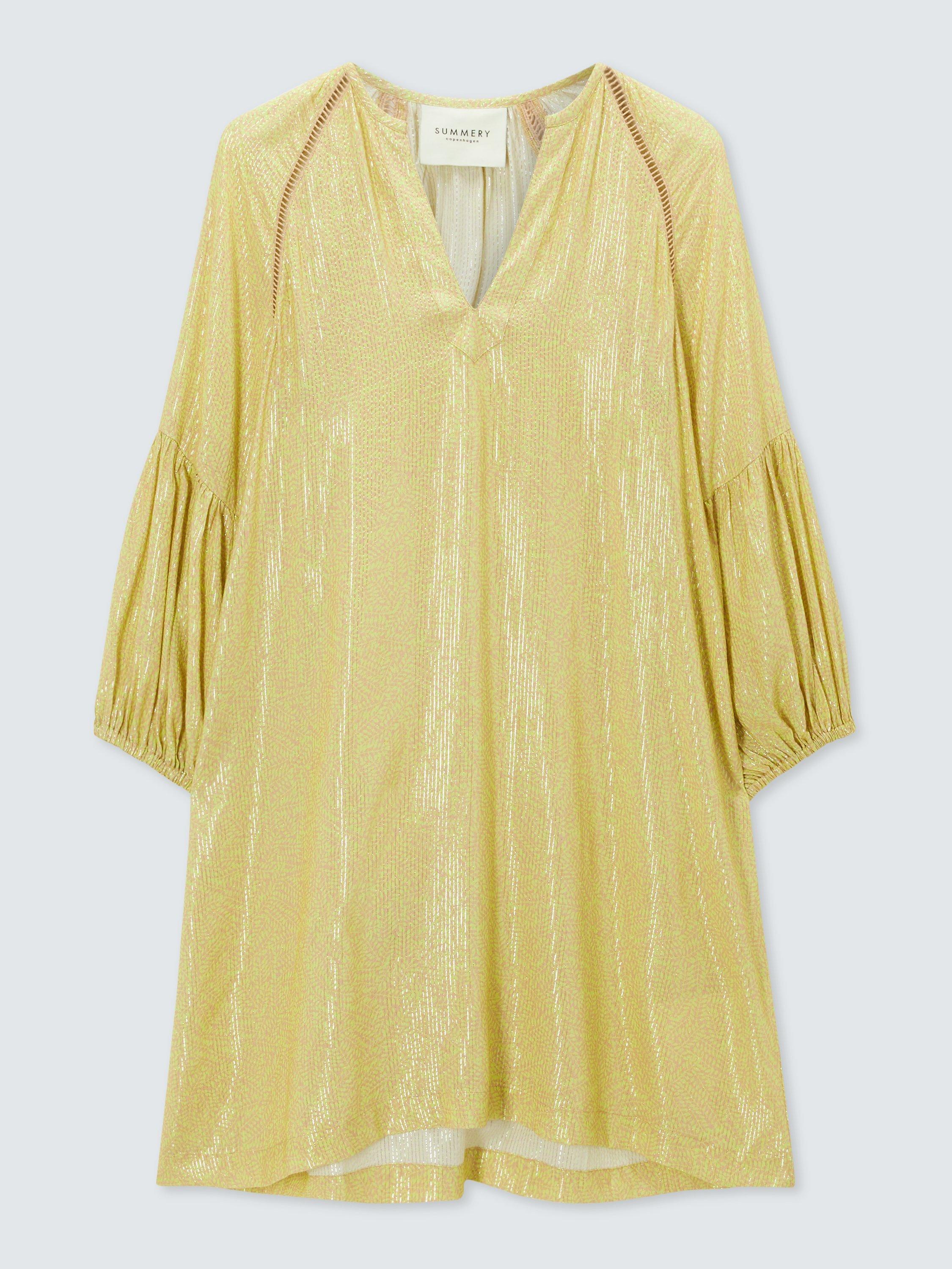 Product image 4 of 6, which shows SUMMERY Copenhagen Amie Metallic Thread Dress, Beige, L