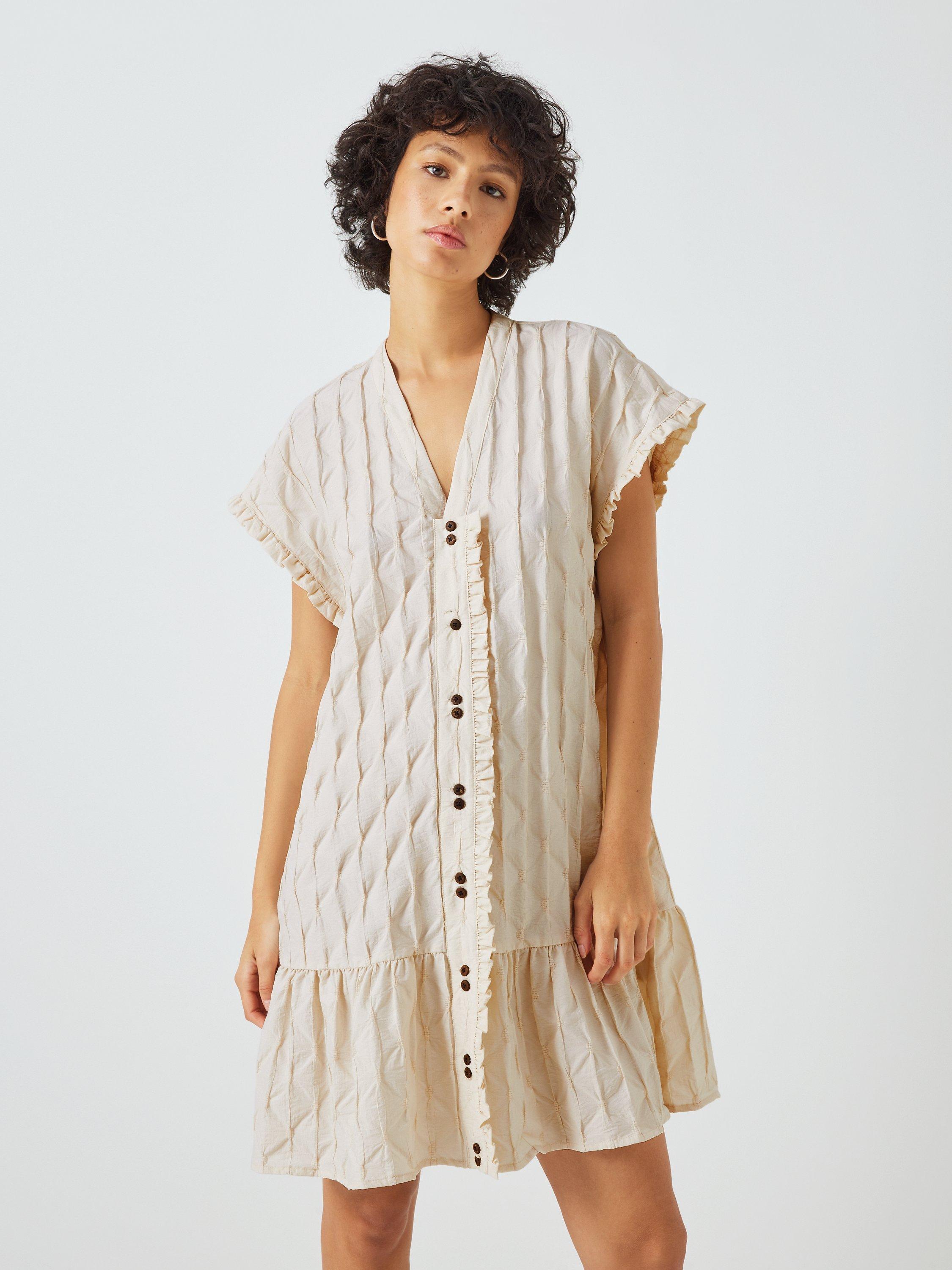 SUMMERY Copenhagen Mabelle Textured Mini Dress, Beige
