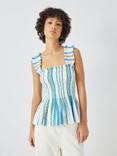 SUMMERY Copenhagen Cady Stripe Smock Top, Blue Danube, Blue Danube