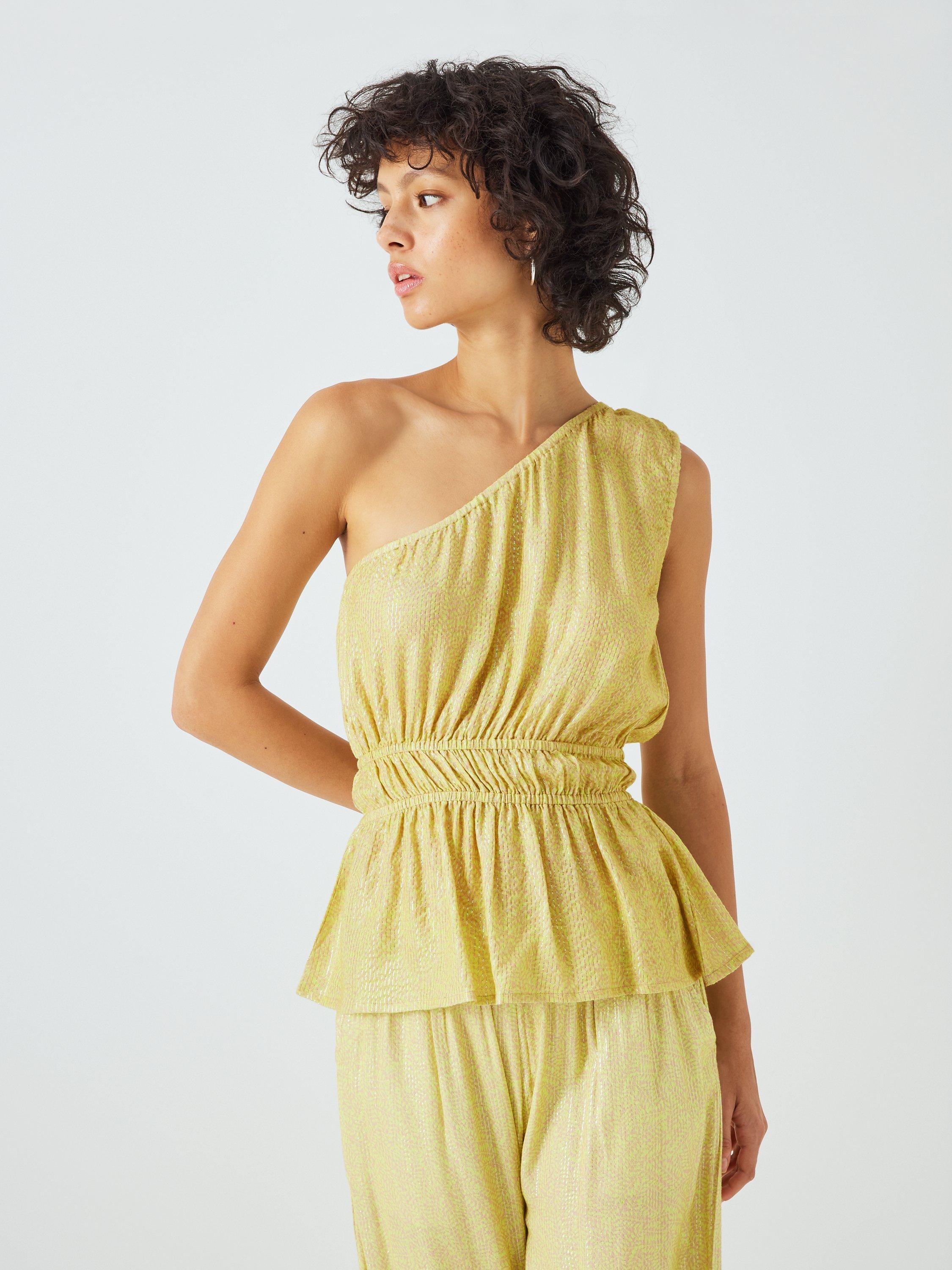 Product image 1 of 6, which shows SUMMERY Copenhagen Amie Asymmetric Top, Beige, XS