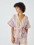 SUMMERY Copenhagen Lucie Stripe Wrap Top, Pink Mist/Multi