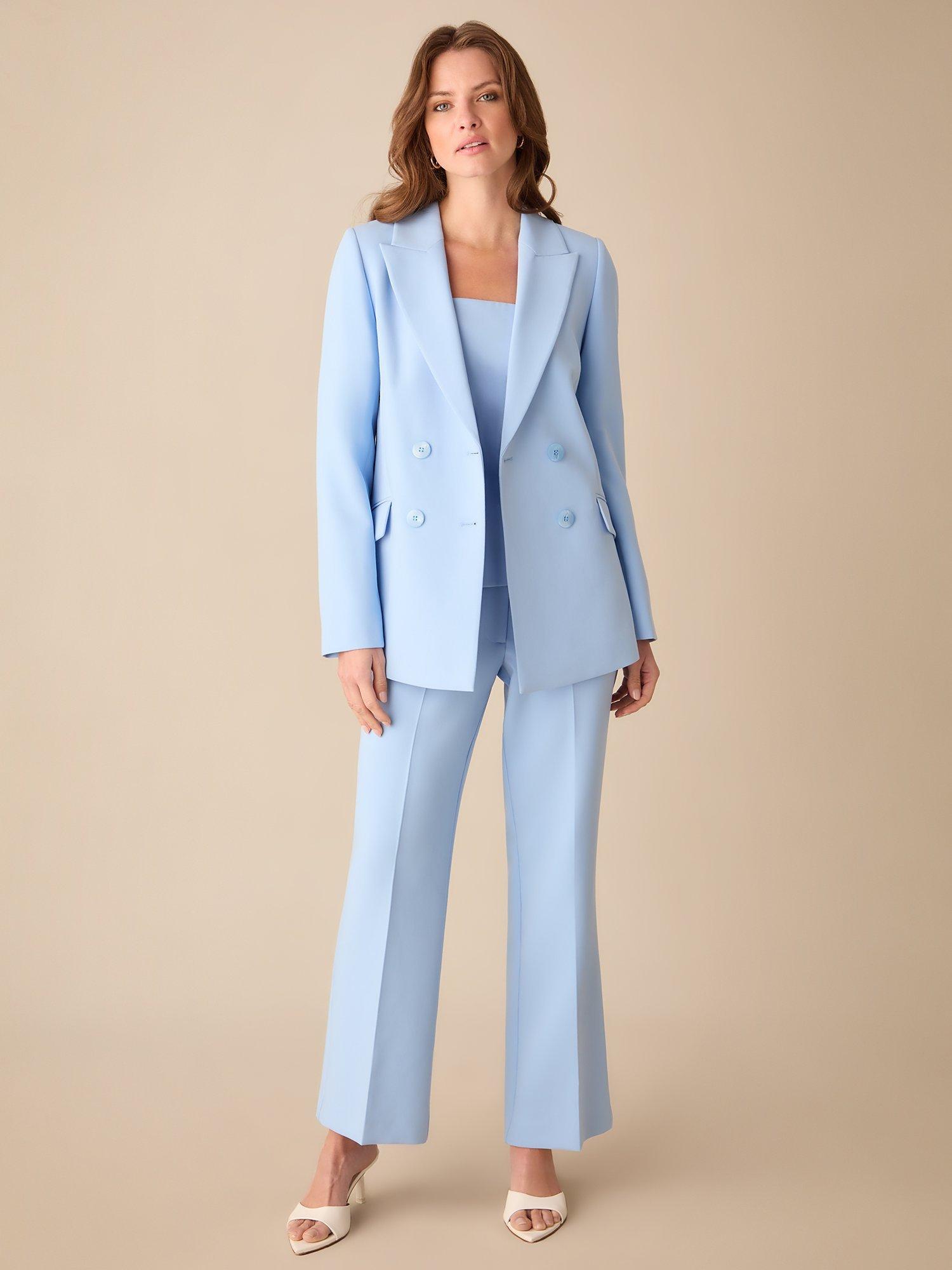 Ro&Zo Petite Straight Leg Trousers, Blue