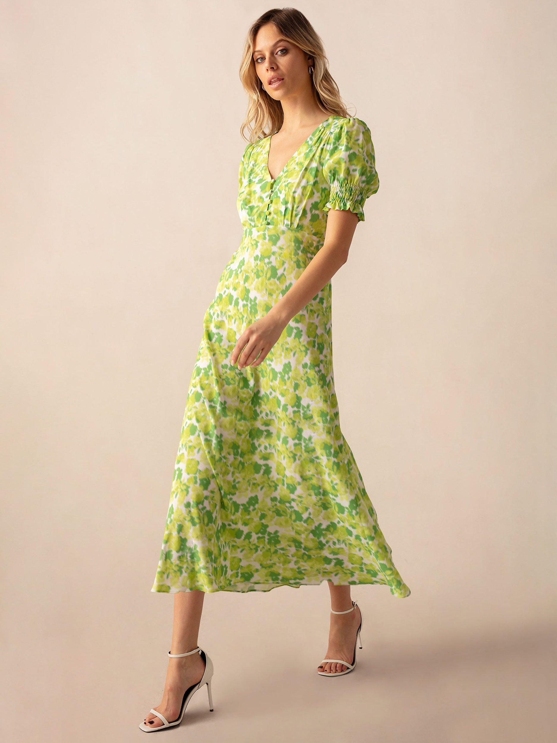 Ro&Zo Botanical Floral Midi Dress, Green