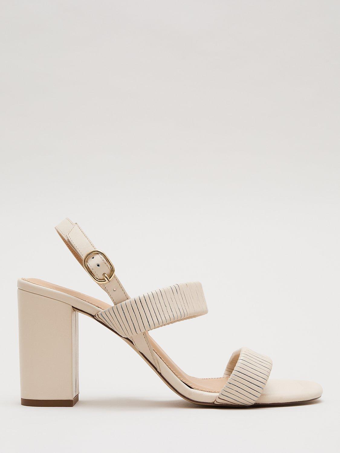 Phase Eight Leather Block Heel Sandals Cream