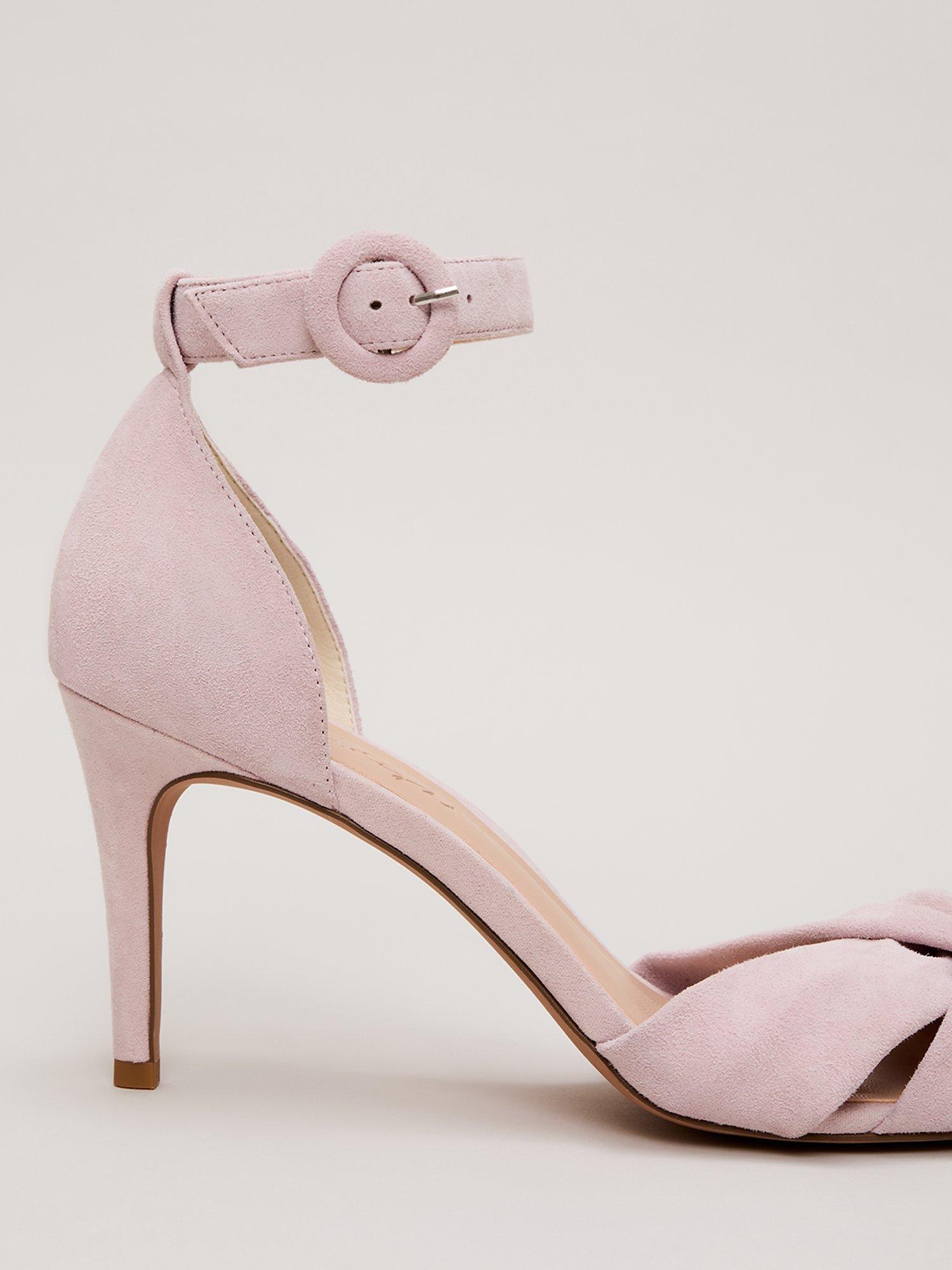 Pink suede sandals heels best sale