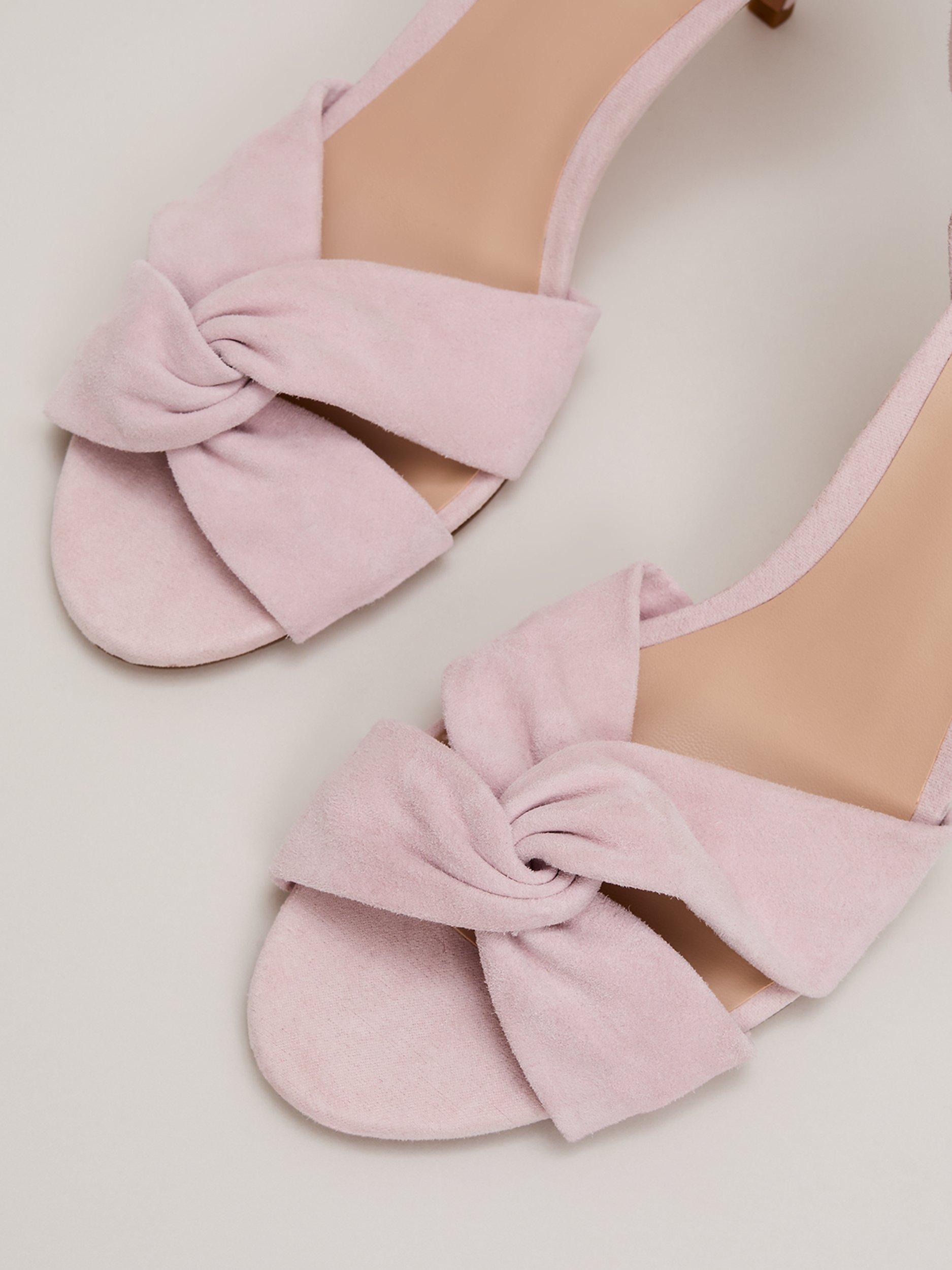 Product image 4 of 8, which shows Phase Eight Suede Twist Heel Sandals, Pale Pink, EU36