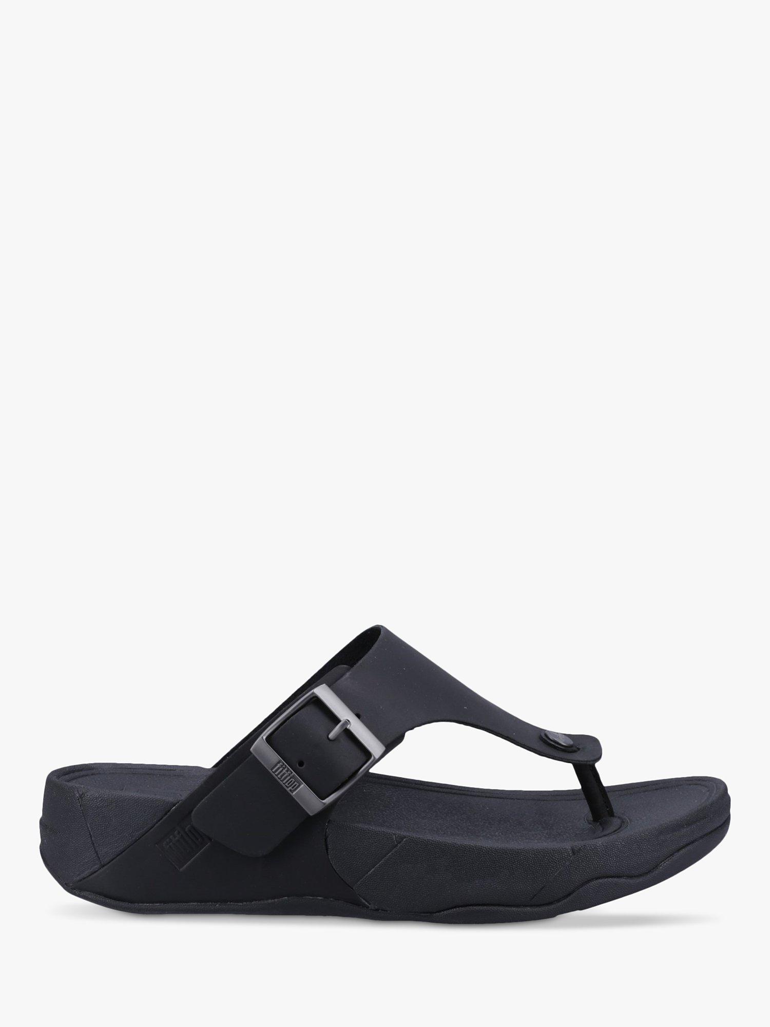 Product image 1 of 5, which shows FitFlop Trakk II Leather Sandals, Black, 7