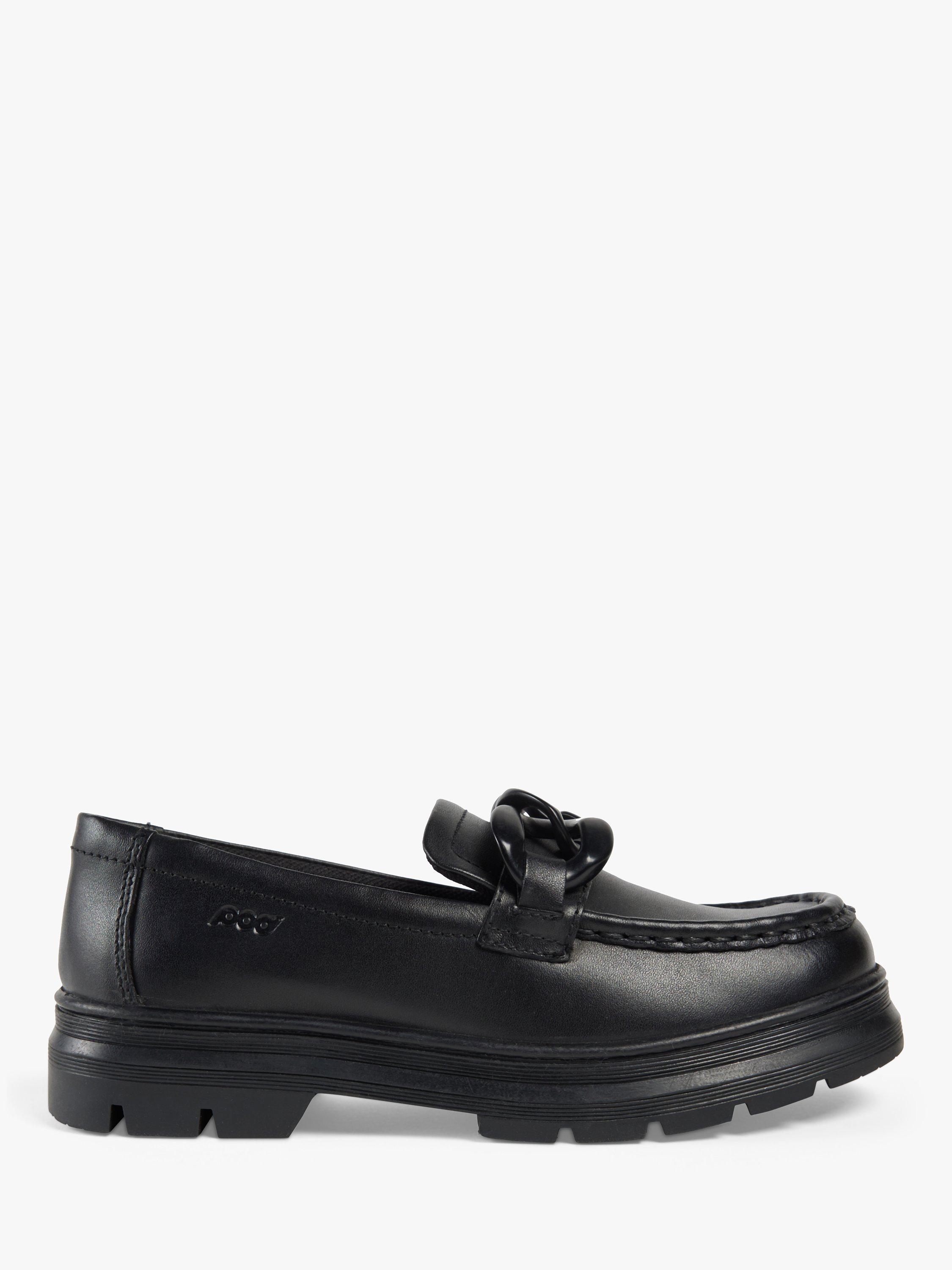 Pod Kids' Mina Chunky Sole Chain Detail Leather Loafers, Black