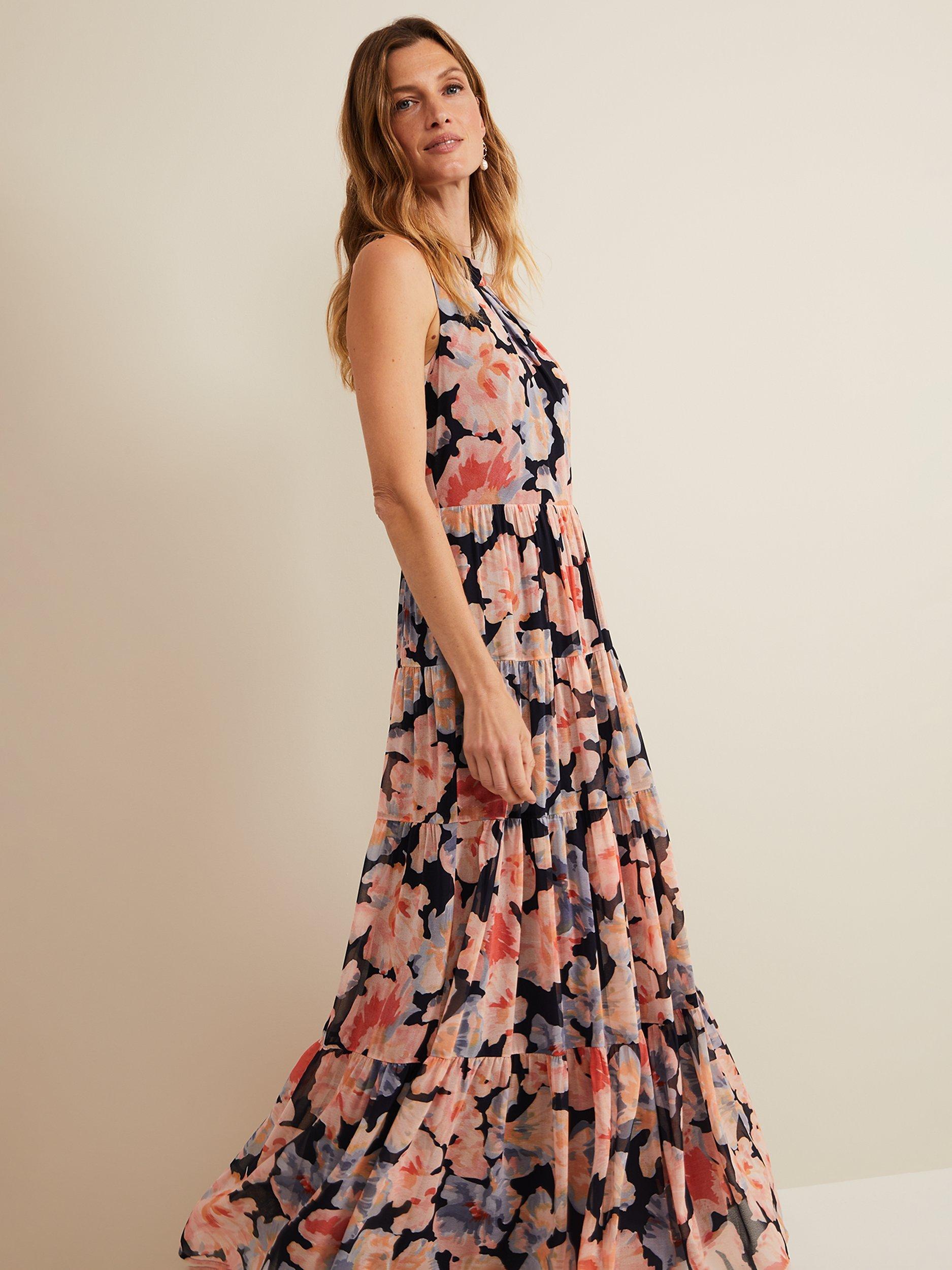 Phase Eight Vora Floral Tiered Maxi Dress, Multi, 12