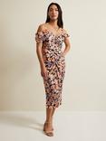 Phase Eight Prudence Floral Print Ruched Midi Dress, Multi