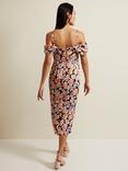 Phase Eight Prudence Floral Print Ruched Midi Dress, Multi