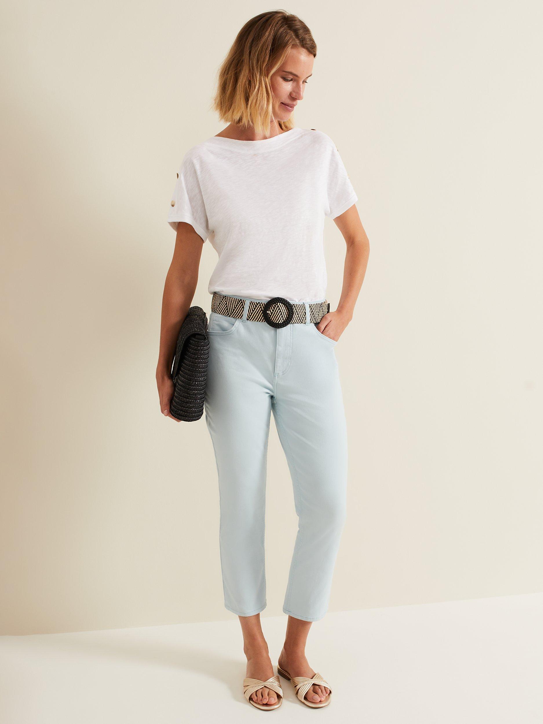Product image 2 of 5, which shows Phase Eight Lindsey Cropped Straight Leg Jeans, Blue, 16
