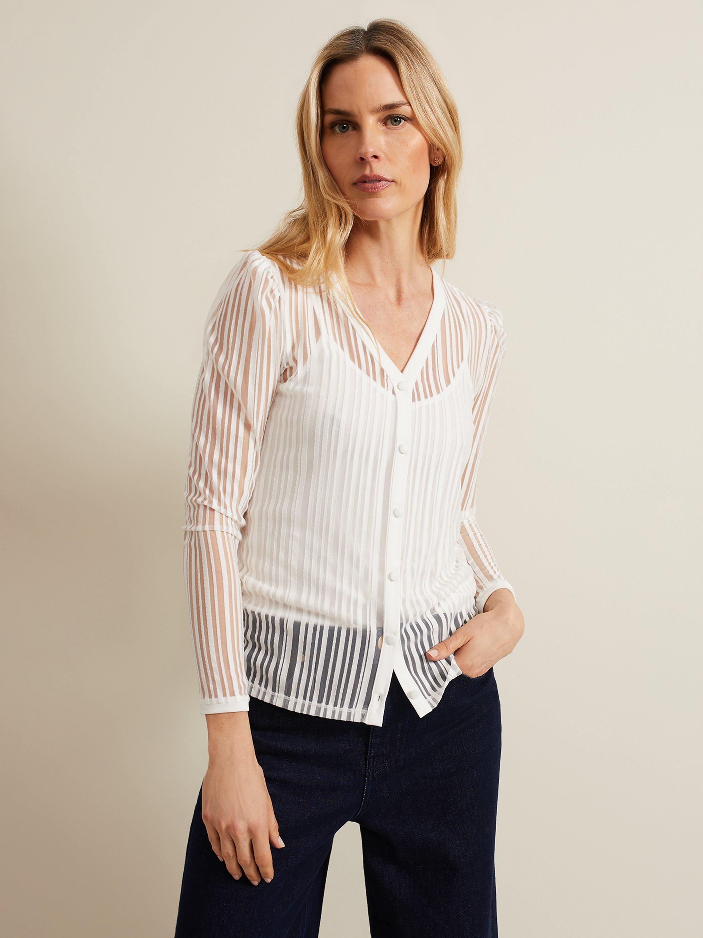 Phase Eight Loraine Linear Burnout Top, Ivory