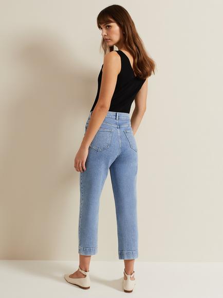 Phase Eight Lexi Cropped Jeans, Mid Wash - view 2, Mid Wash