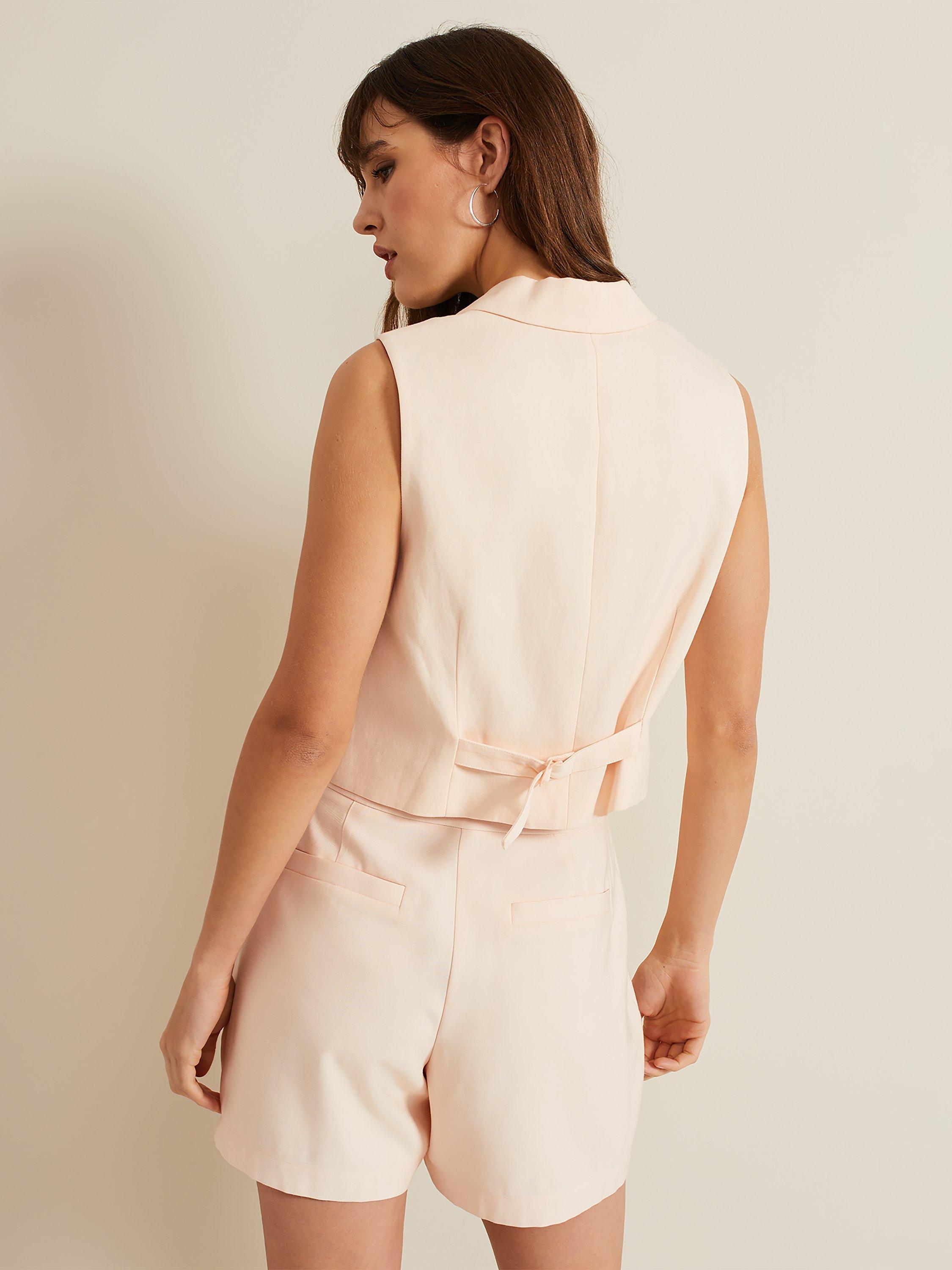 Product image 2 of 9, which shows Phase Eight Bianca Waistcoat, Peach, 18
