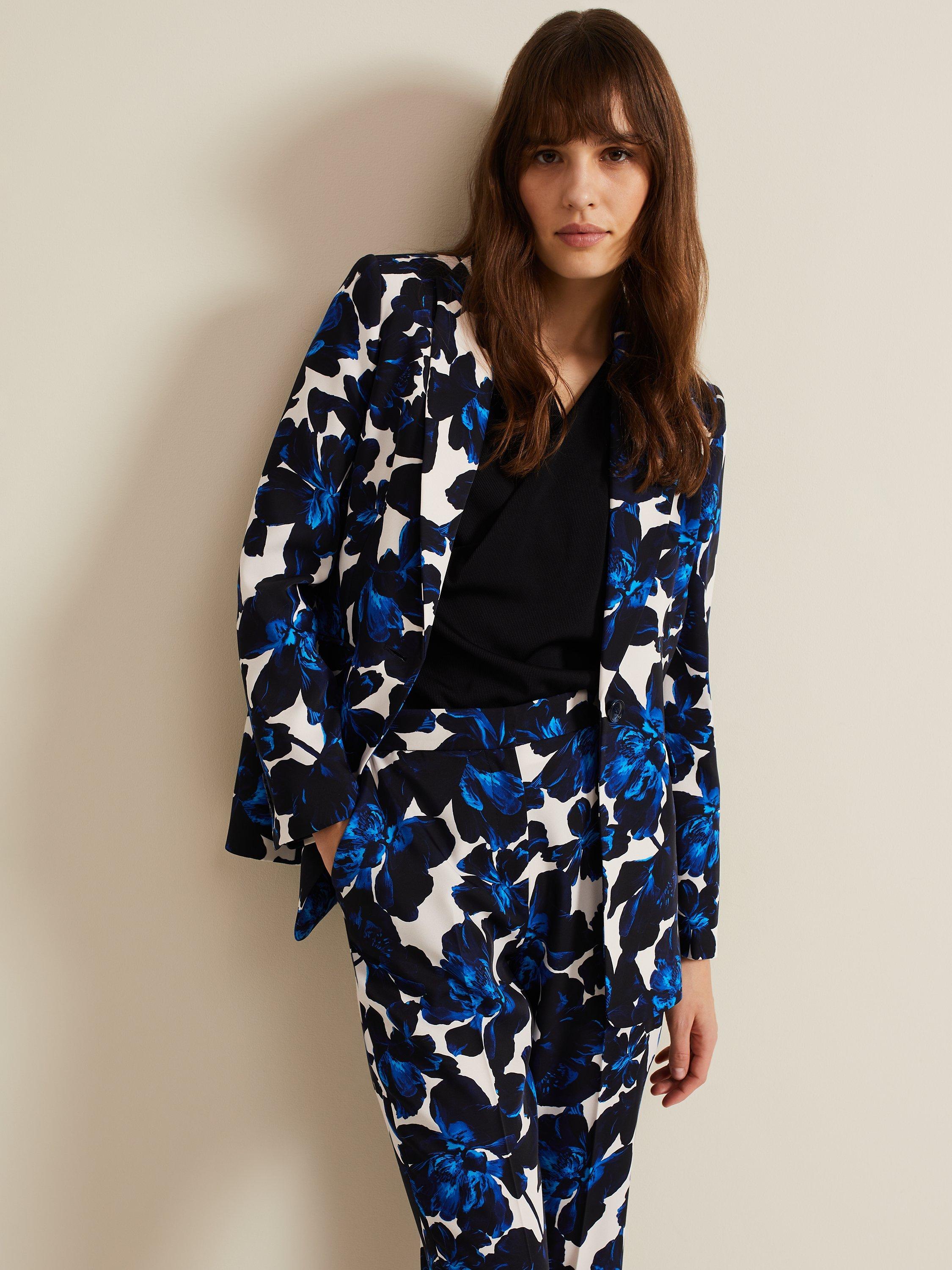 Blue floral suit jacket sale