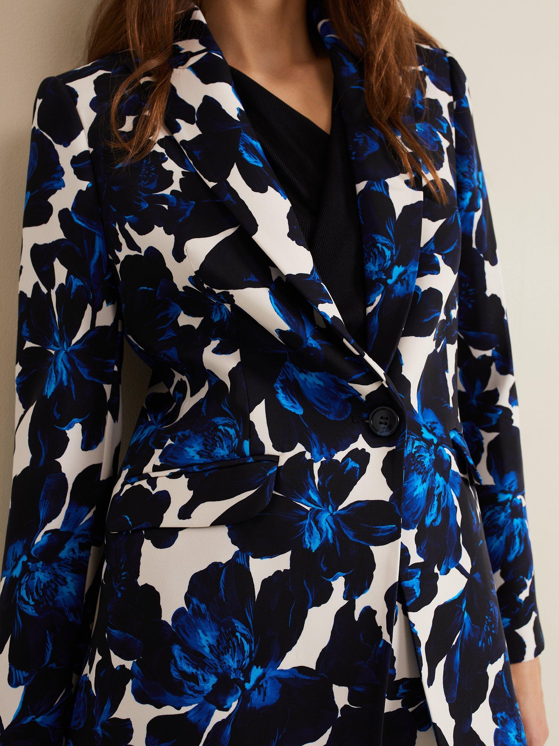 Phase Eight Caddie Floral Suit Jacket, Blue