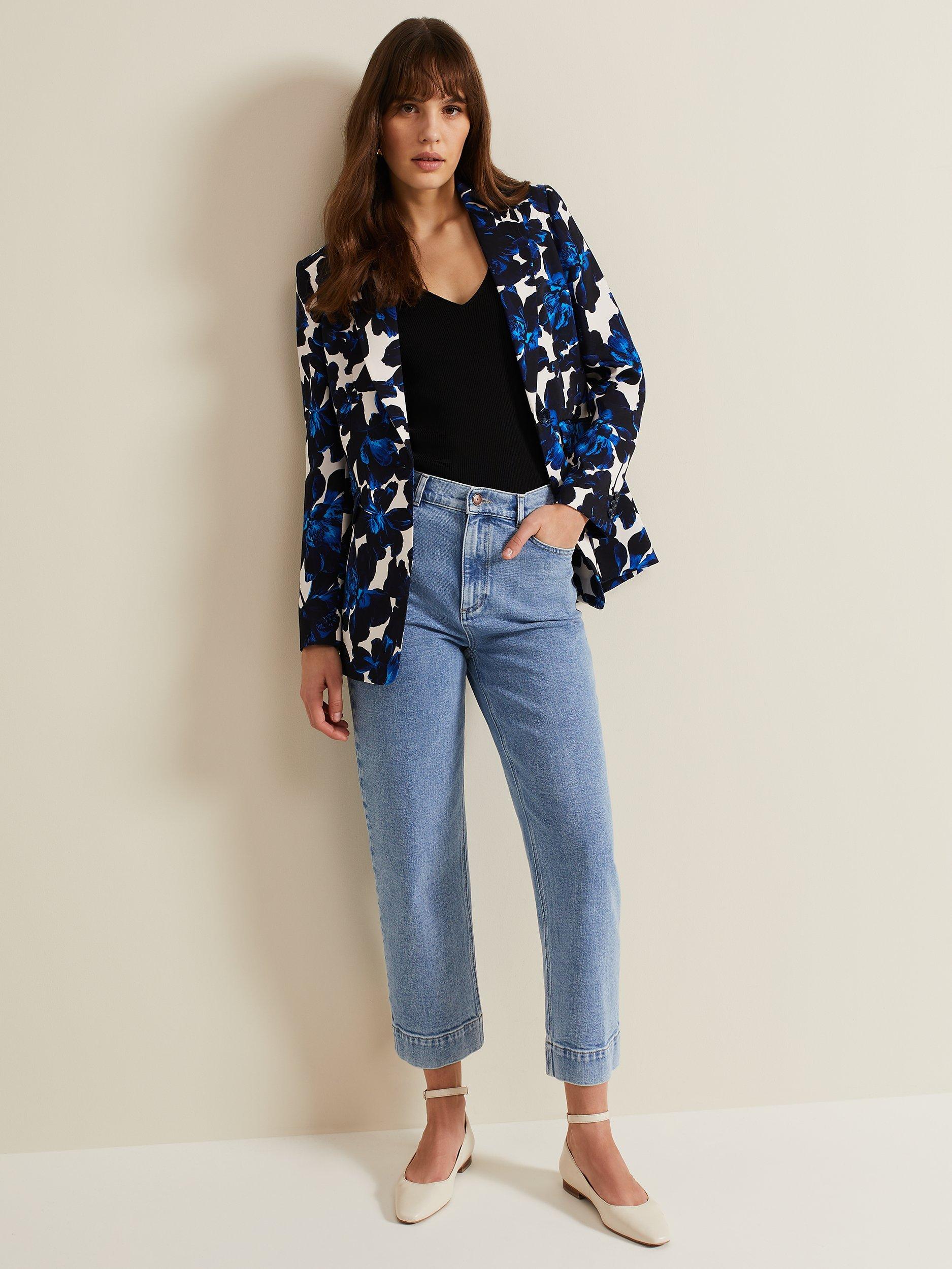 Phase Eight Caddie Floral Suit Jacket, Blue