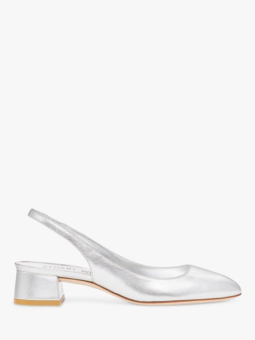 Stuart Weitzman Vivienne 35 Slingback Shoes, Silver