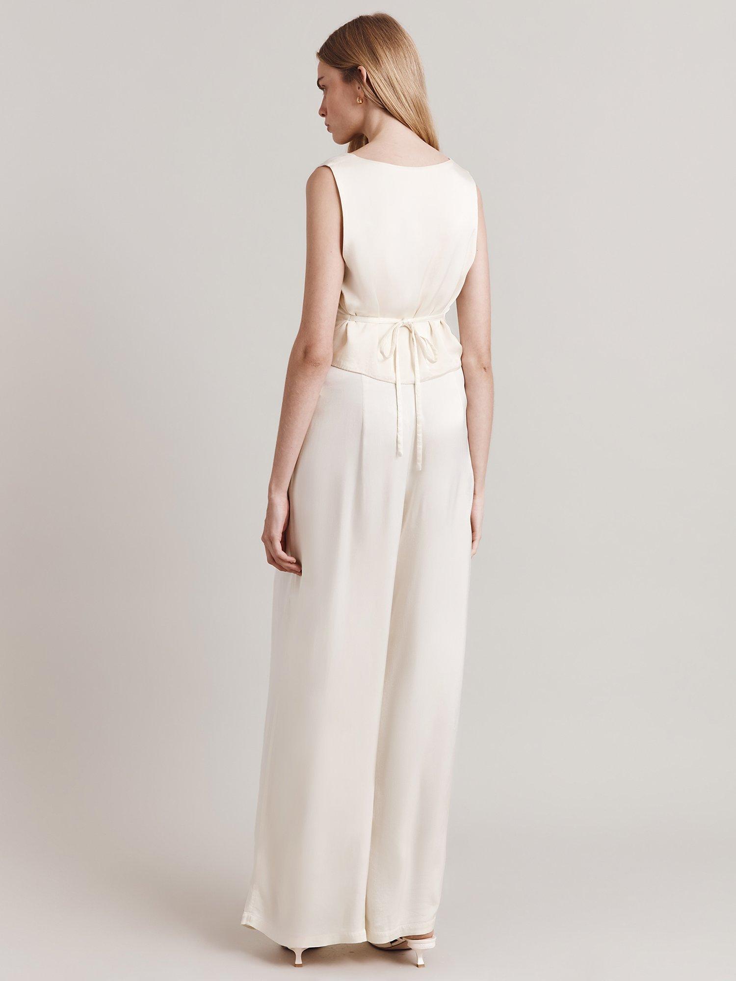 Ghost Eden Cropped Satin Waistcoat, Ivory, XS