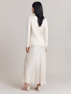 Ghost Jannae Bias Cut Satin Slip Maxi Skirt - view 2, Ivory