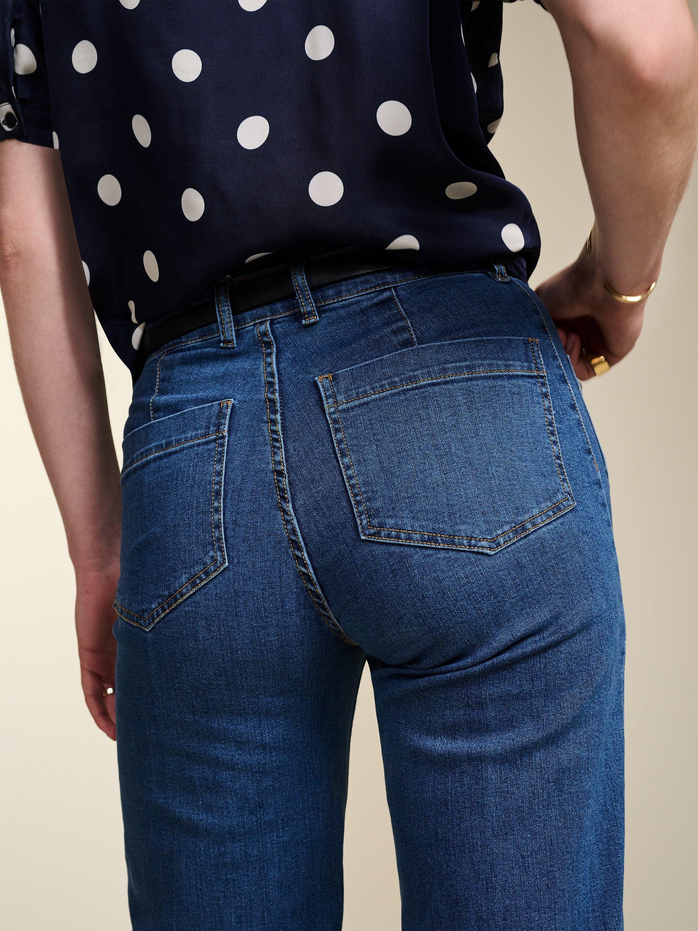 Product image 4 of 4, which shows Baukjen Petite Lou Wide Leg Jeans, Washed Indigo, 10