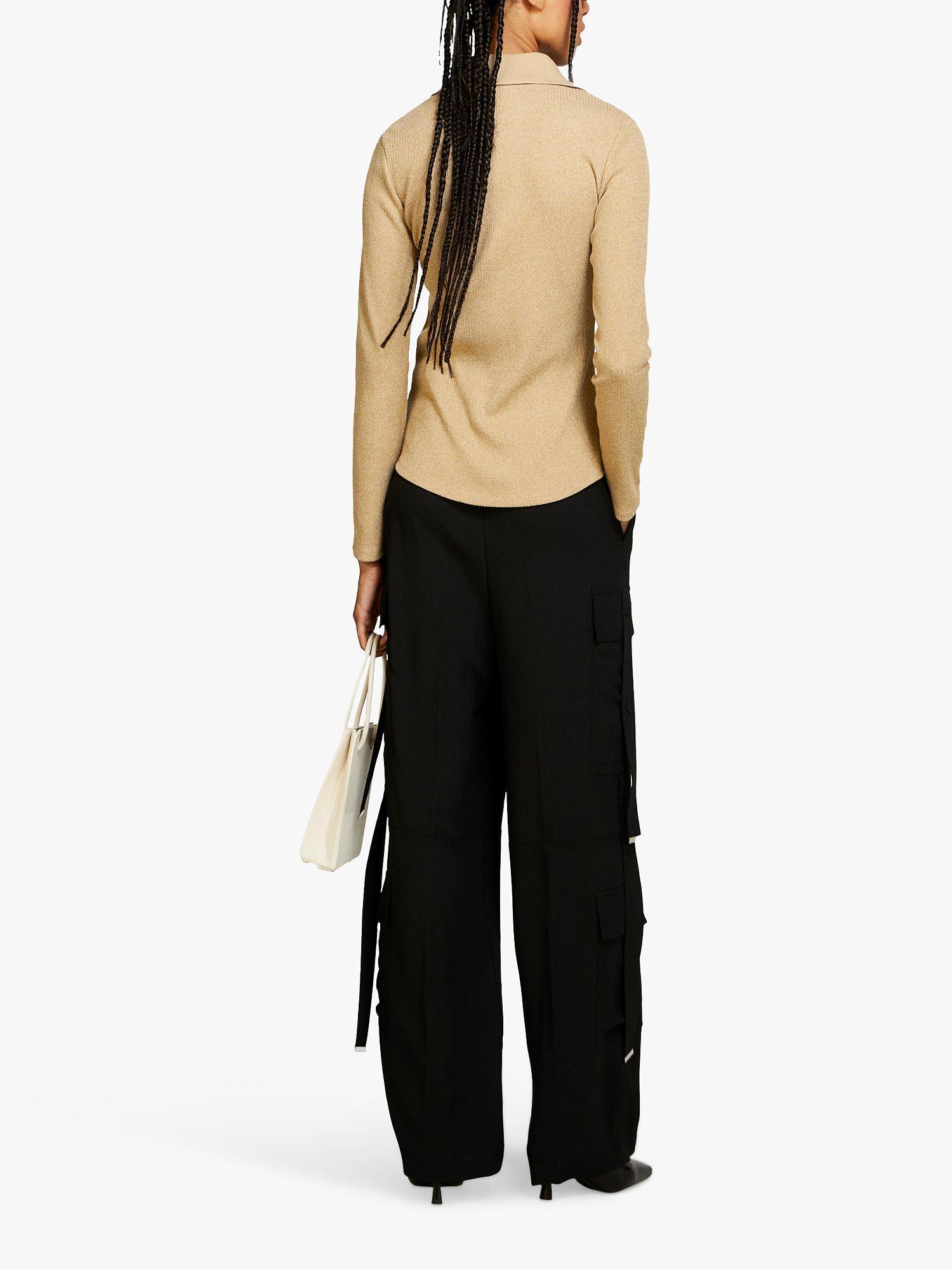 Product image 2 of 4, which shows SISLEY Fitted Ribbed Shirt, Beige, L