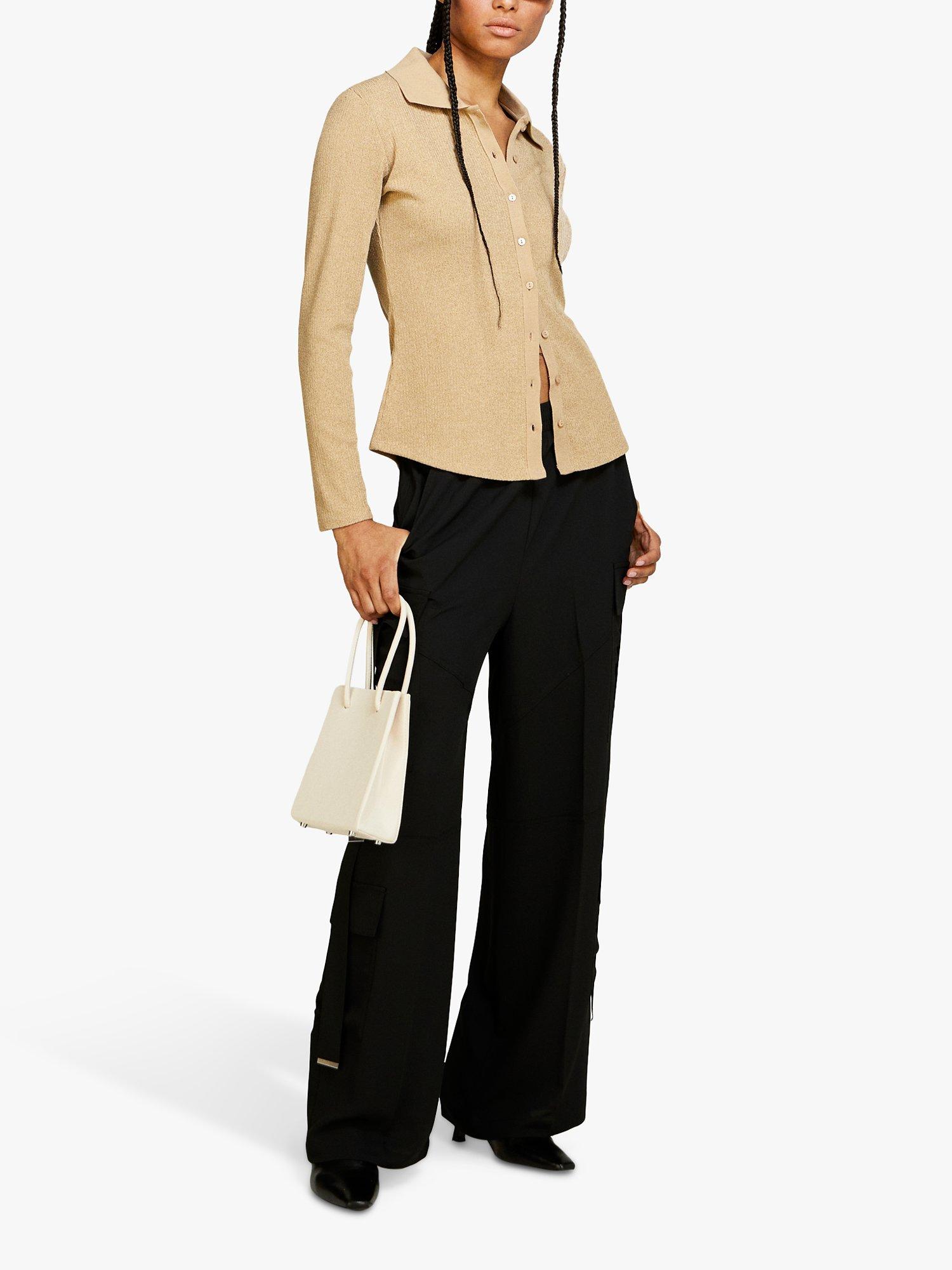 Product image 3 of 4, which shows SISLEY Fitted Ribbed Shirt, Beige, L