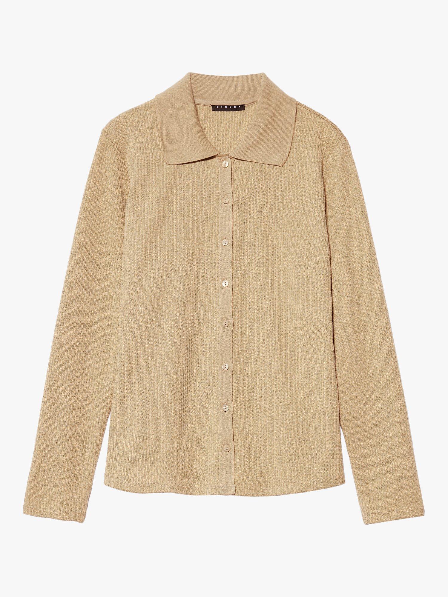 Product image 4 of 4, which shows SISLEY Fitted Ribbed Shirt, Beige, L
