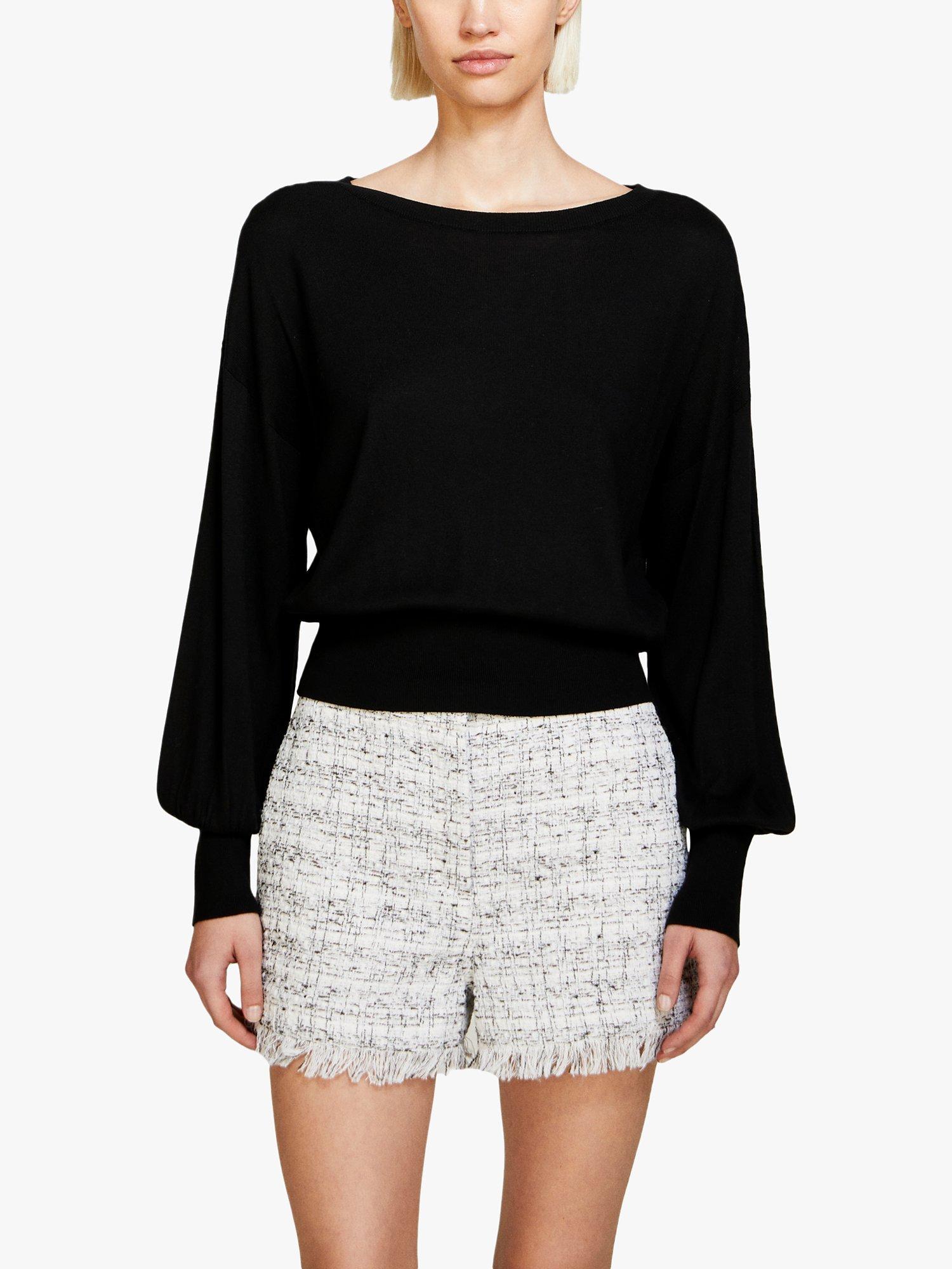 SISLEY Silk Blend Balloon Sleeve Jumper, Black