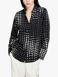 SISLEY Star Print Satin Shirt, Black/White