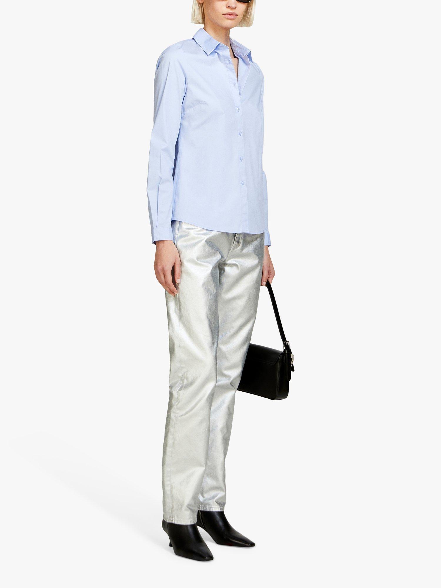Product image 4 of 4, which shows SISLEY Slim Fit Cotton Blend Shirt, Blue, XS