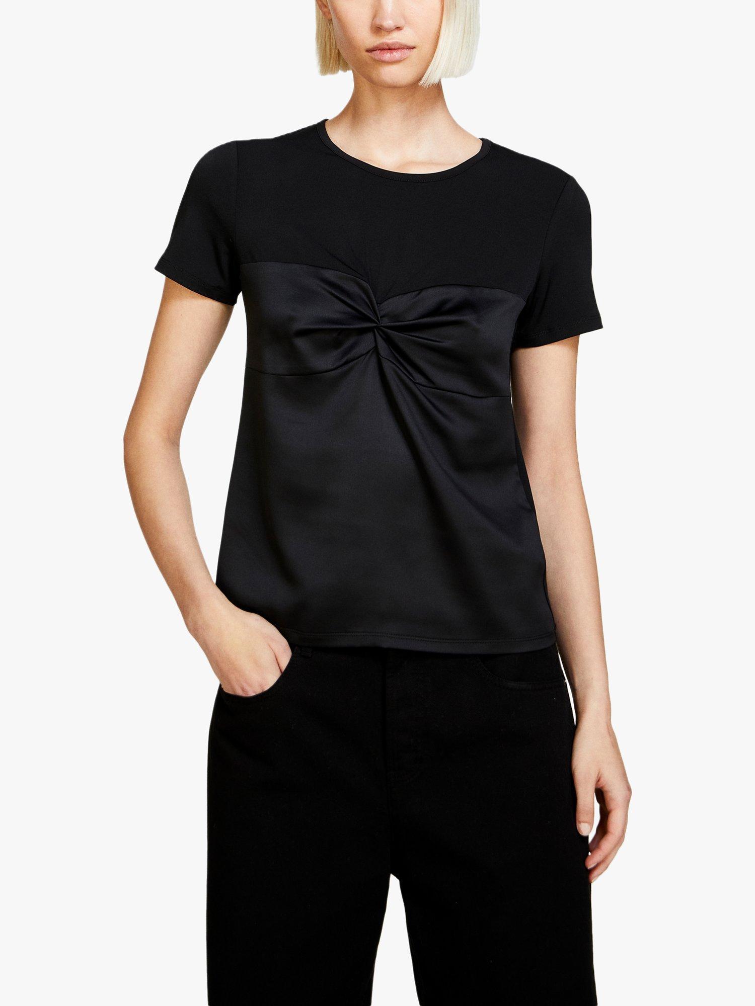 SISLEY Slim Fit Torchon Detail Satin T-Shirt