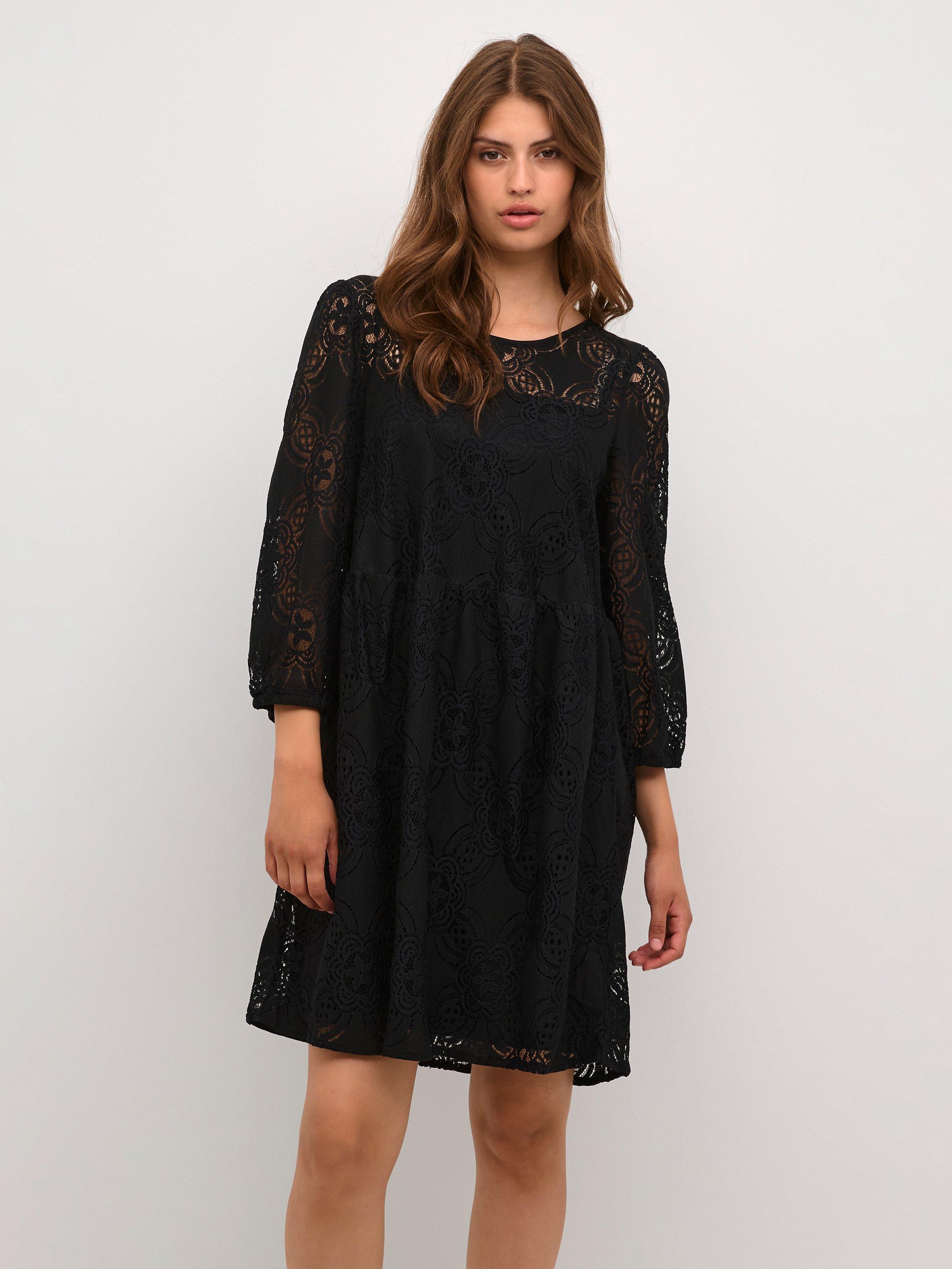 KAFFE Paula Lace Mini Dress Black Deep