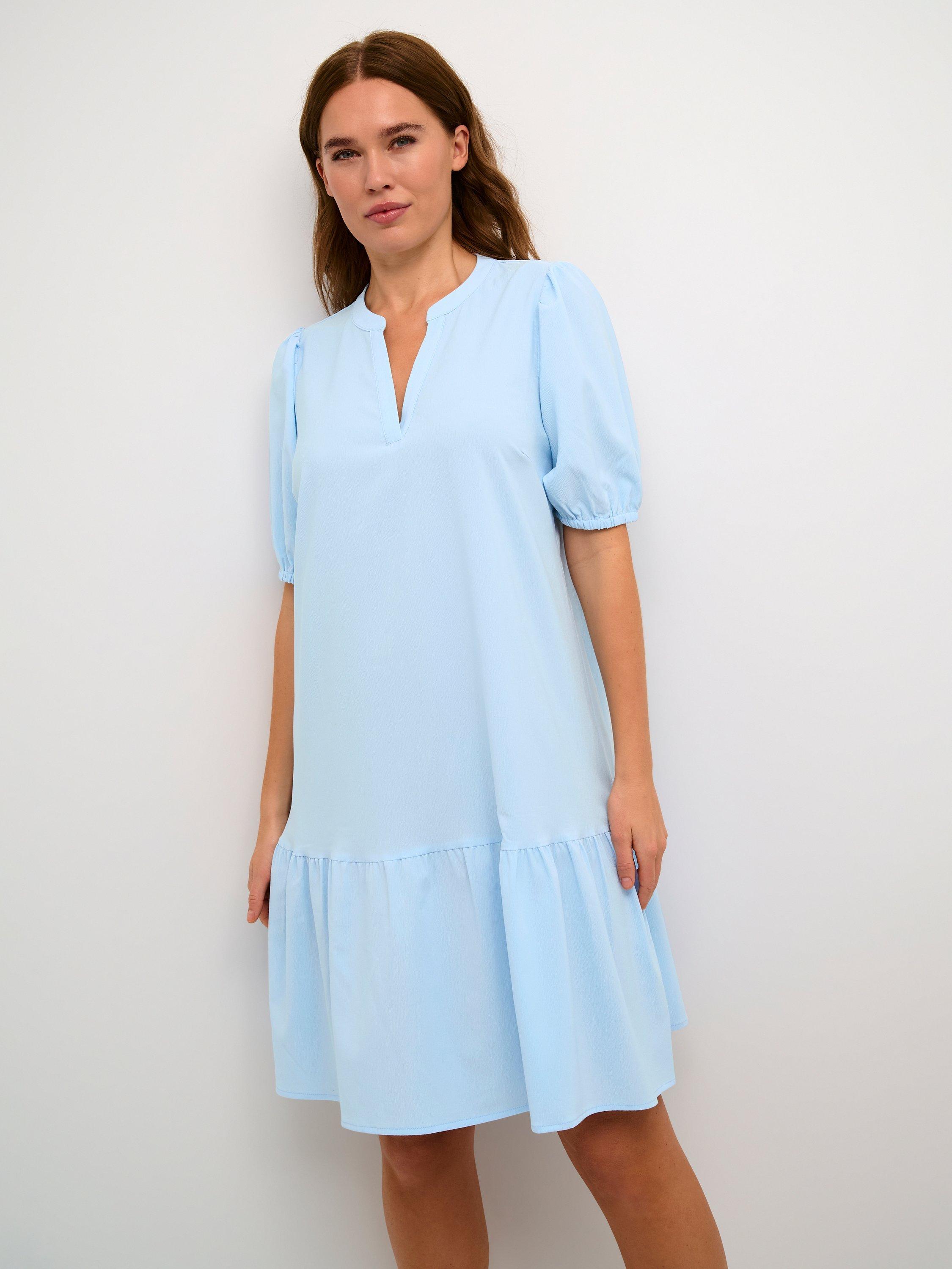 KAFFE Edith  A-Line Knee Length Dress, Faded Denim C.