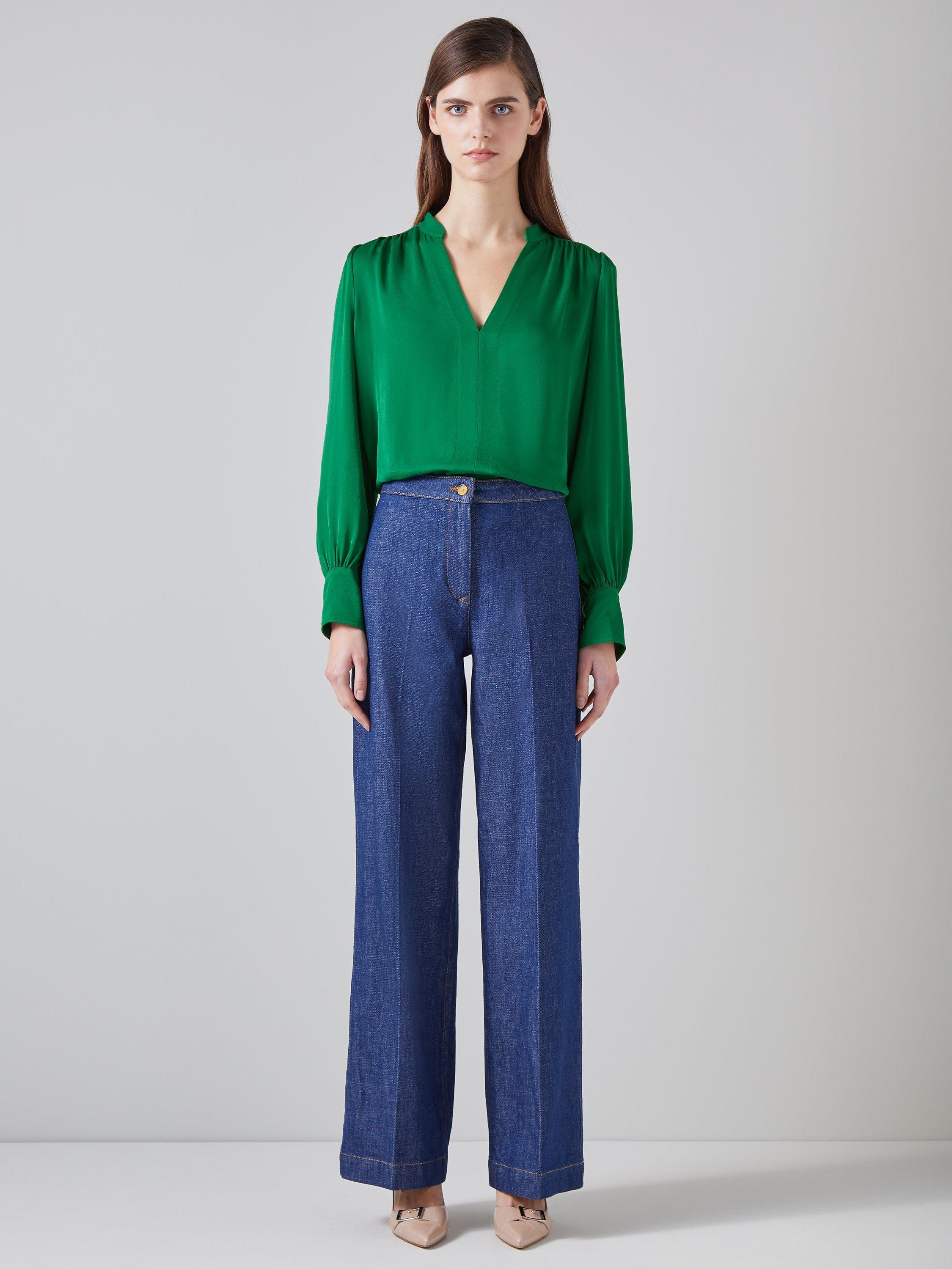 L.K.Bennett Selina V-Neck Blouse, Green