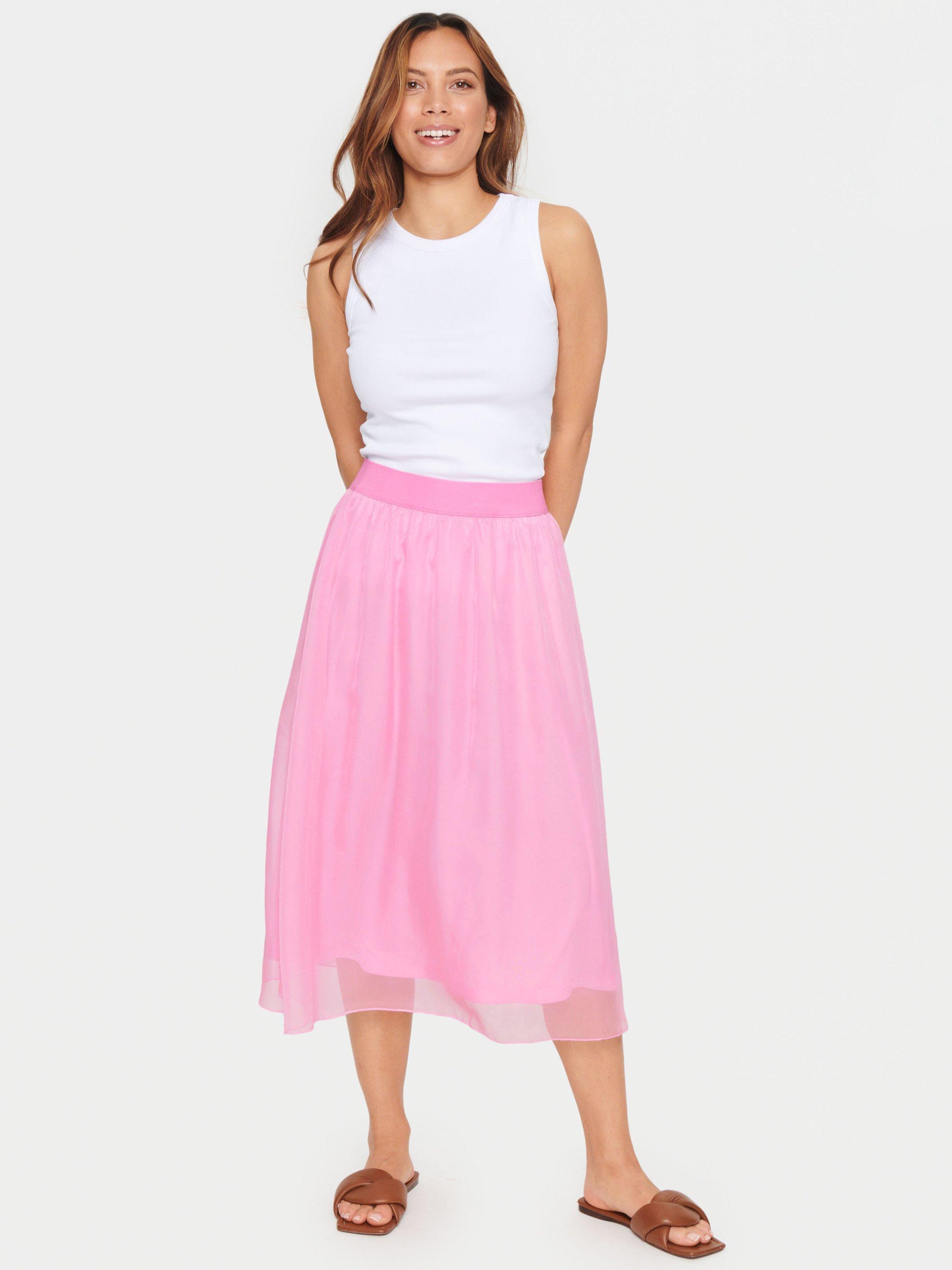 Saint Tropez Chiffon Midi Skirt, Bonbon, M