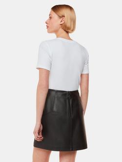 Whistles Leather A Line Skirt - view 2, Black