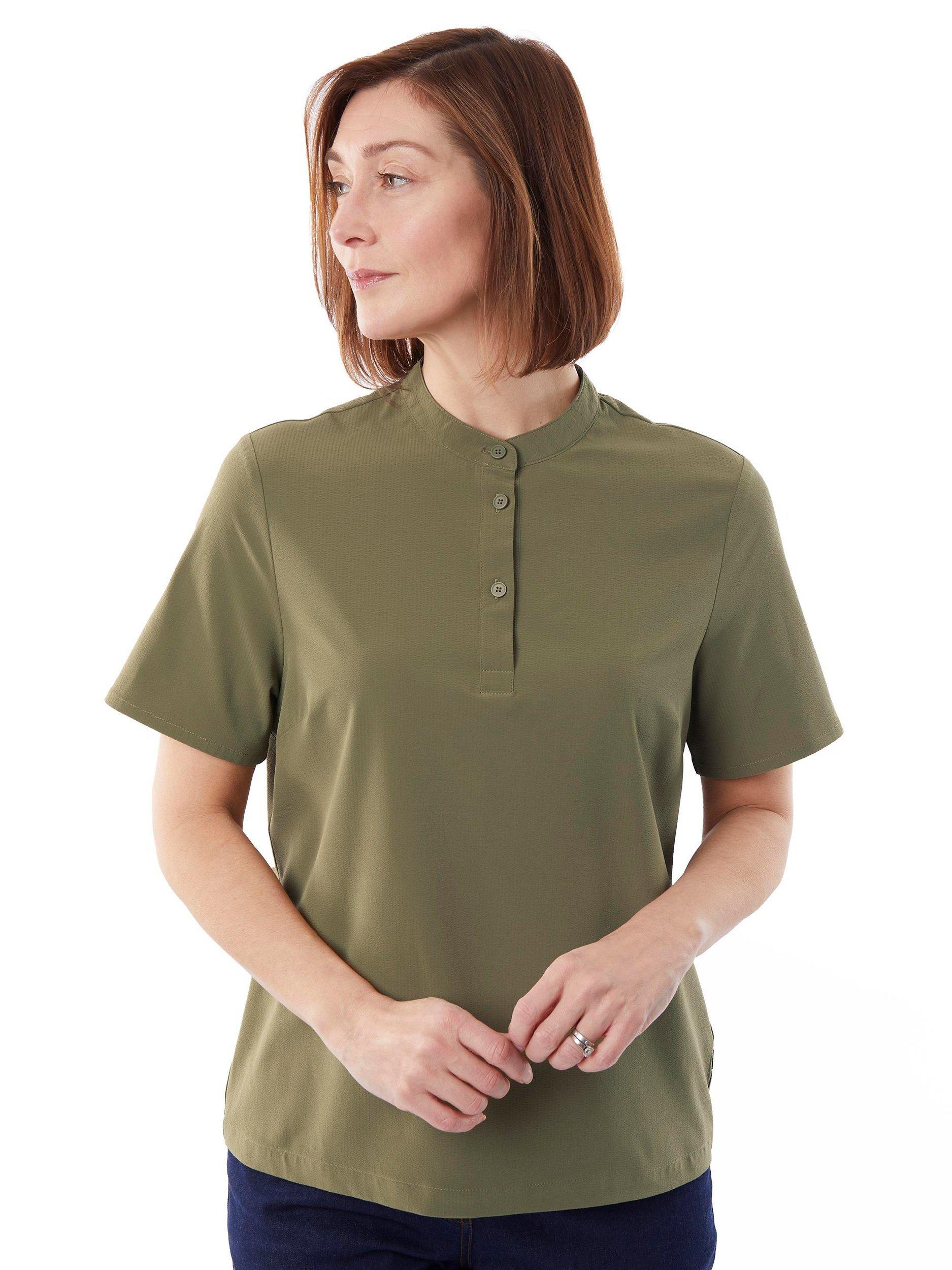 Rohan Lightweight Azul Collarless Short Sleeve Shirt, Umber Green
