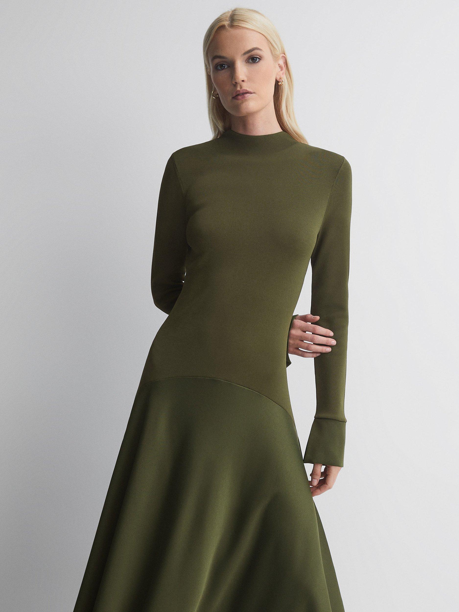 FLORERE Two Finish Swing Maxi Dress, Khaki