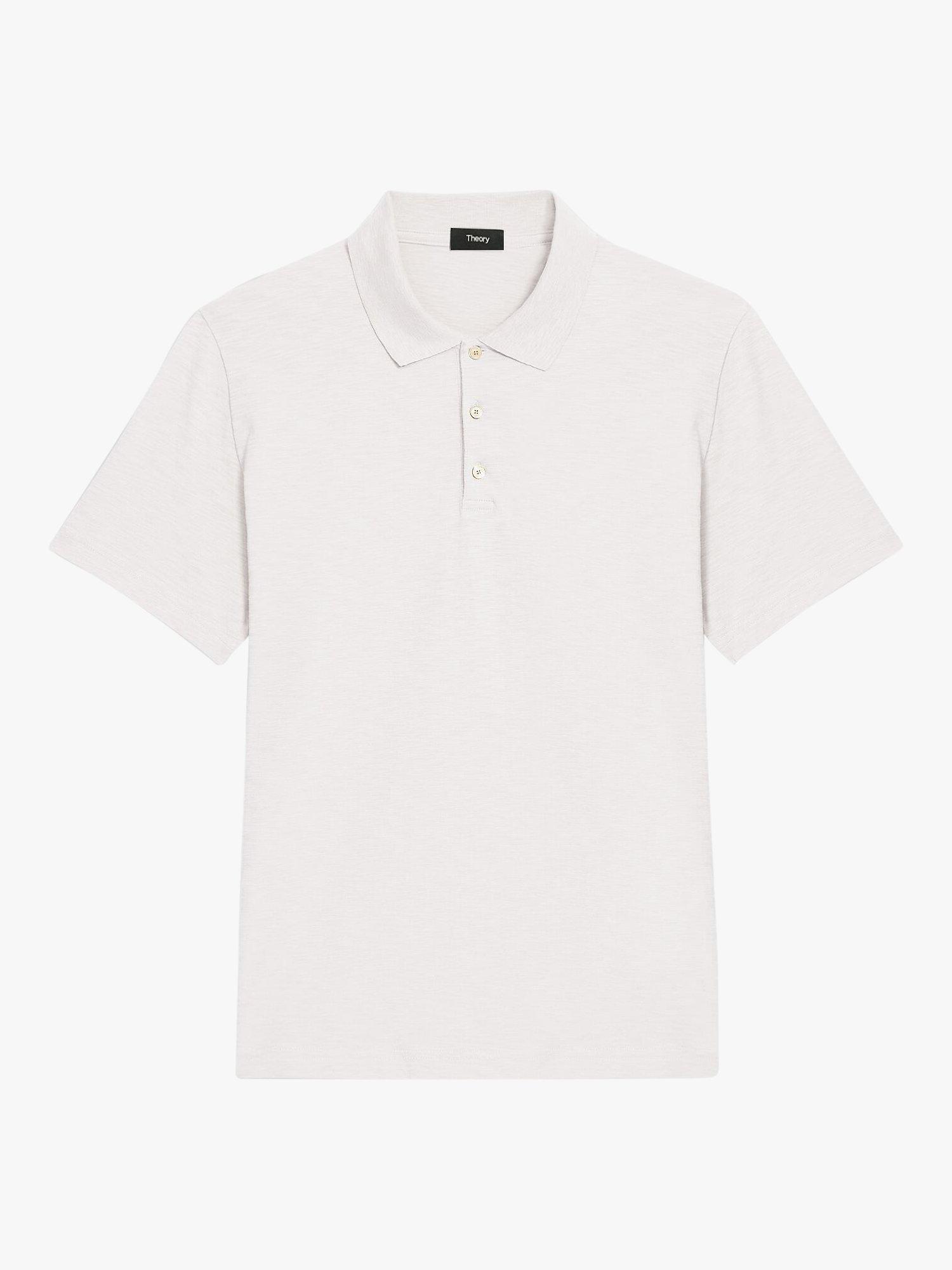 Product image 4 of 4, which shows Theory Bron Cosmos Slub Cotton Polo Shirt, White, S