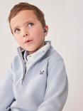 Crew Clothing Kids' Half Zip Cotton Blend Jumper, Light Blue