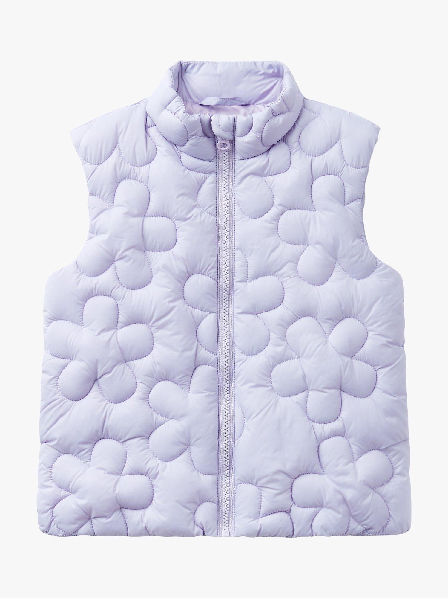 Benetton Kids' Floral Stitch Padded Gilet, Mauve