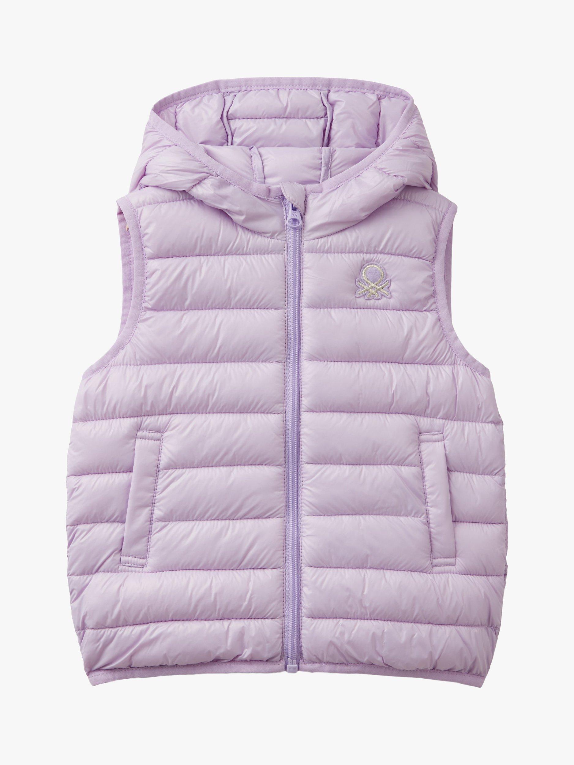 Benetton Kids' Hooded Puffer Gilet, Mauve