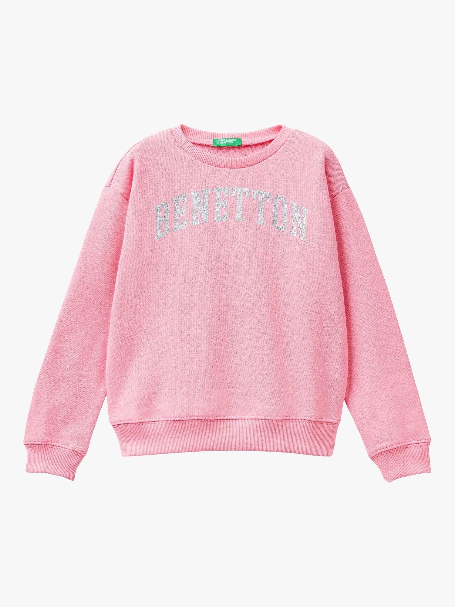 Benetton Kids' Glitter Logo Sweatshirt, Pink