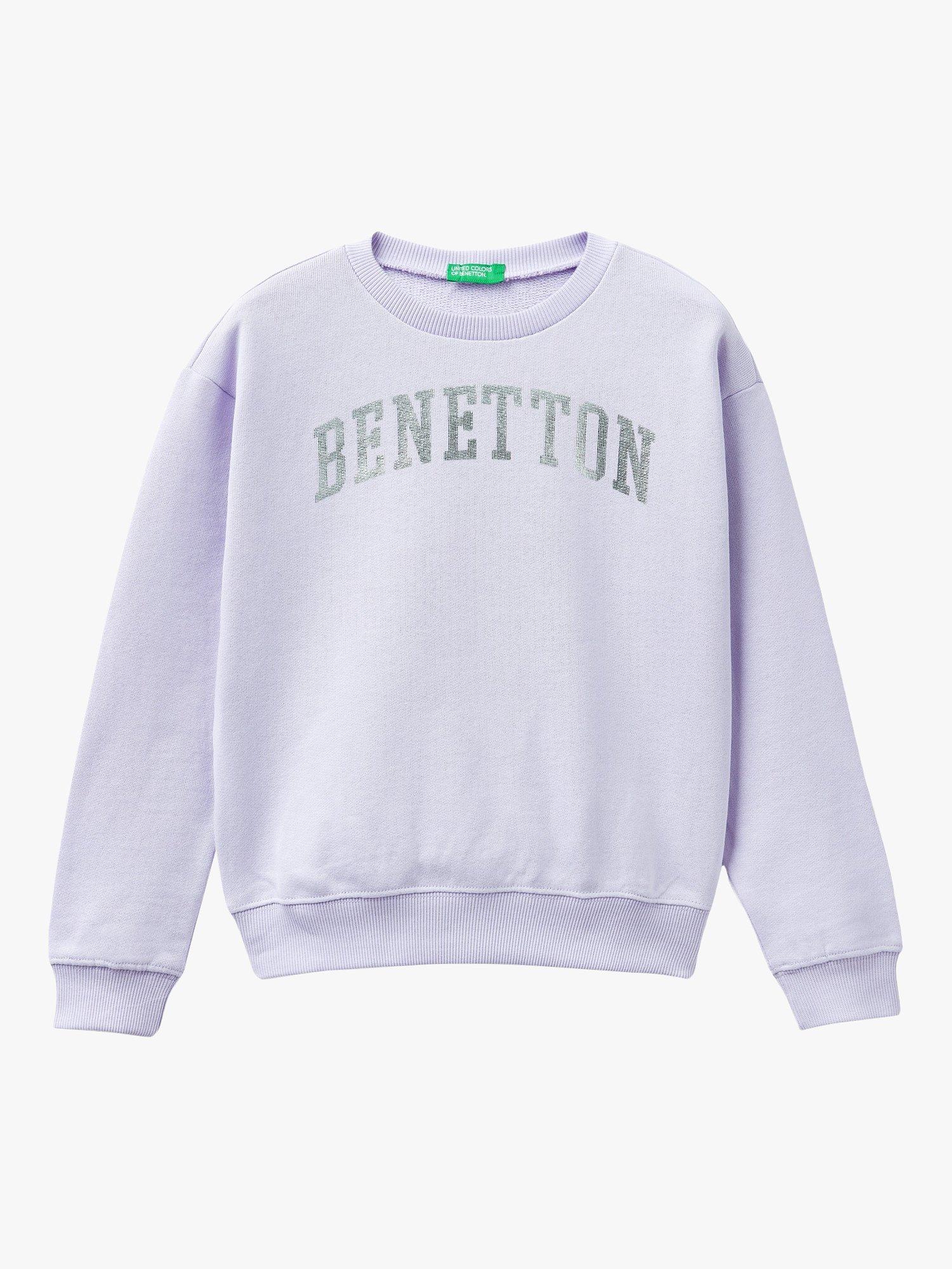 Benetton Kids' Glitter Logo Sweatshirt, Mauve