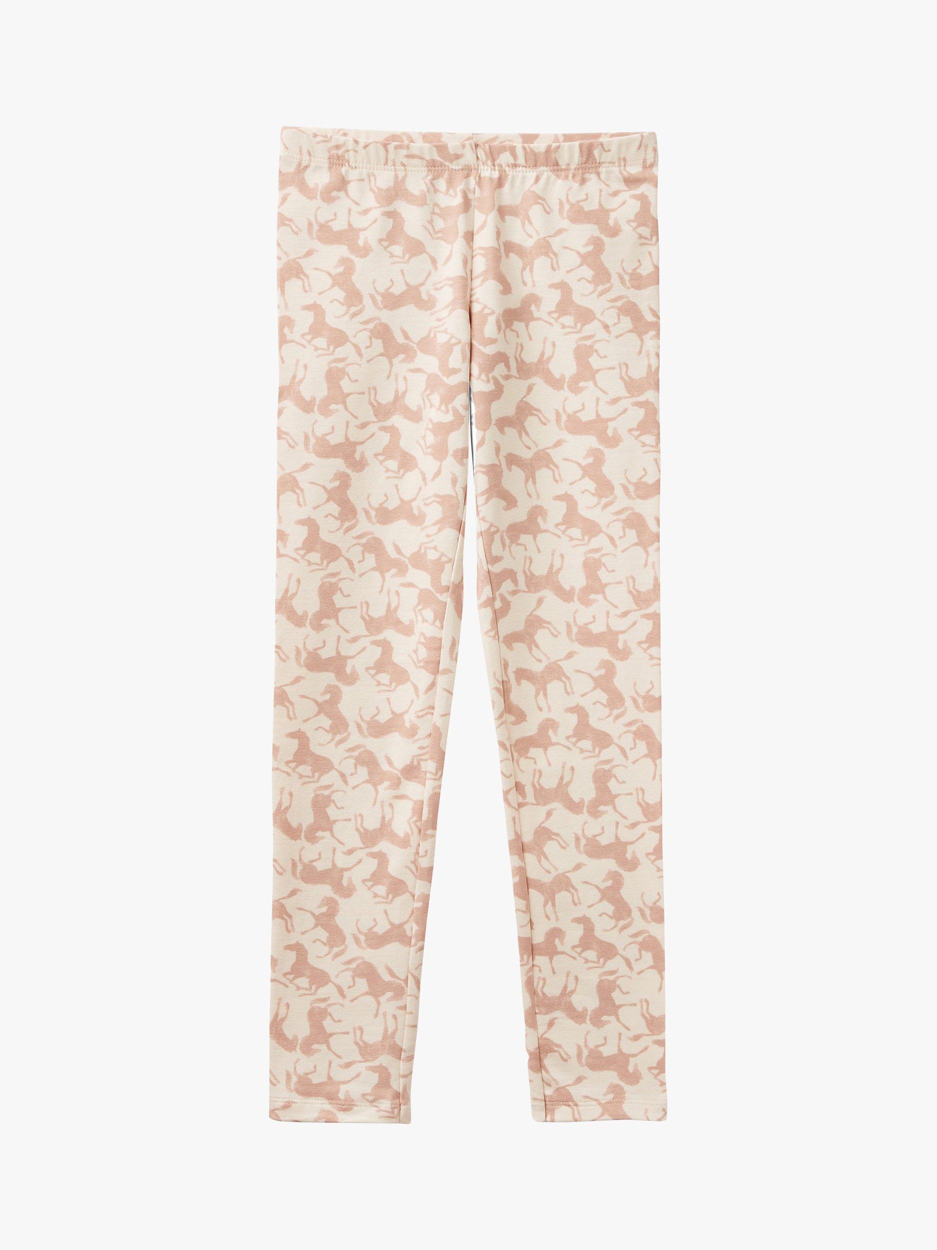 Benetton Kids' Horses Print Leggings, Cream/Multi