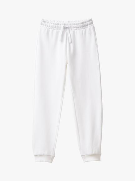Benetton Kids' Cotton Fleece Joggers, Optical White
