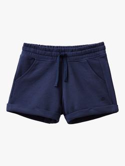 Benetton Kids' Organic Cotton Sweat Shorts, Night Blue