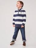 Crew Clothing Kids' Stripe Half Zip Sweatshirt, Navy/Multi